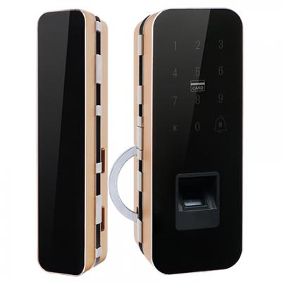 Fingerprint password glass door lock with card and remote controller